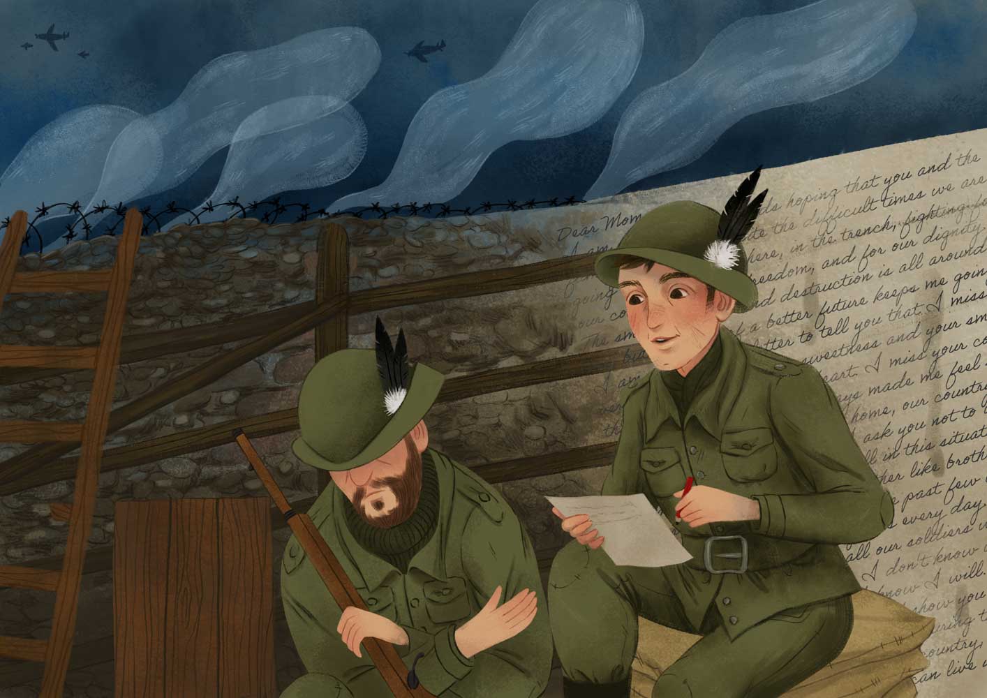 Illustrazione con soldati partigiani